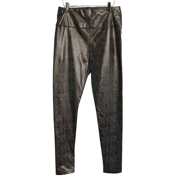 7 For All ManKind Leggings‎ Faux Leather Snakeskin Sz M Swifty Whimsigoth Edgy - Picture 1 of 11